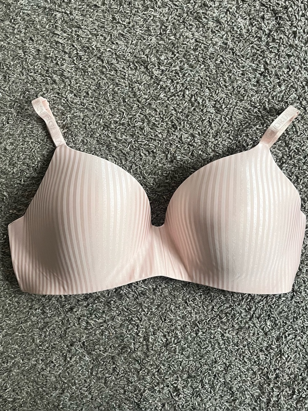 Victoria's Secret Pink Striped T Shirt Bra Lightly Lined Wireless 38DD